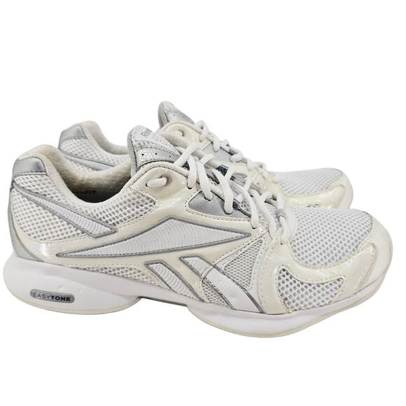 Y2K Reebok EasyTone Smooth Fit Athletic Walking Sneaker Shoe White Womens 8.5 - Picture 1 of 9